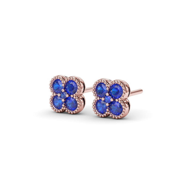 Magnolia Milgrain Sapphire Earrings