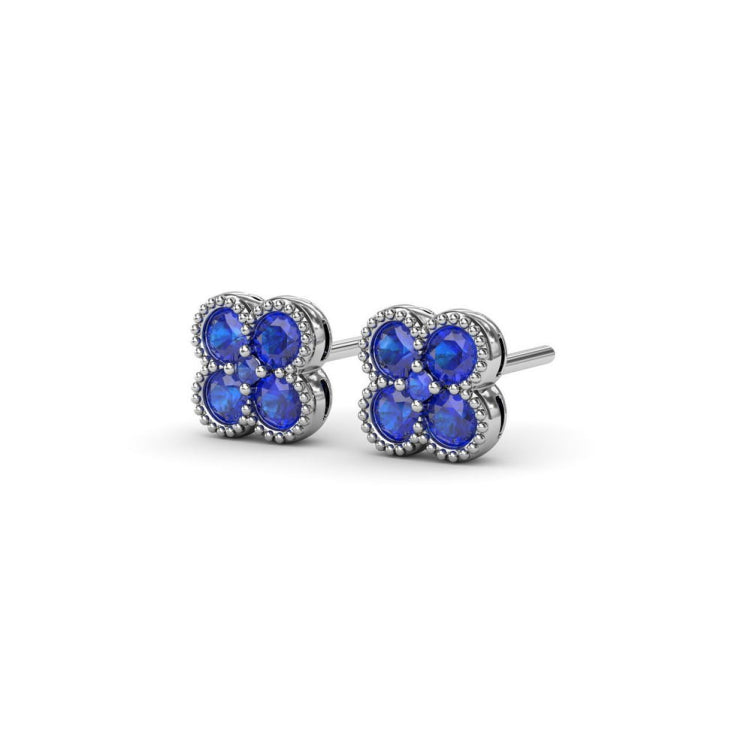 Magnolia Milgrain Sapphire Earrings