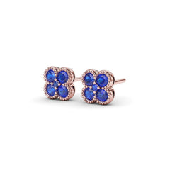 Magnolia Milgrain Sapphire Earrings