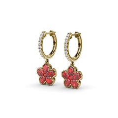 Magnolia Ruby Huggie Hoops