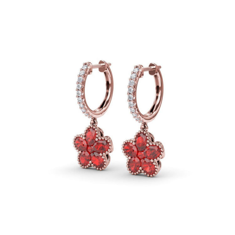 Magnolia Ruby Huggie Hoops