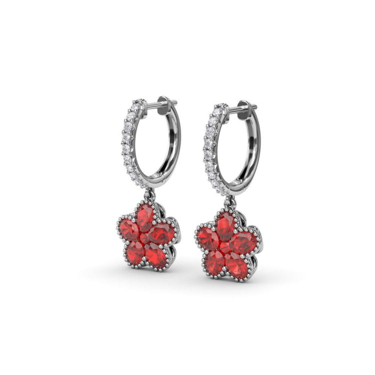 Magnolia Ruby Huggie Hoops