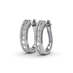 Bar-Set Baguette Diamond Hoops