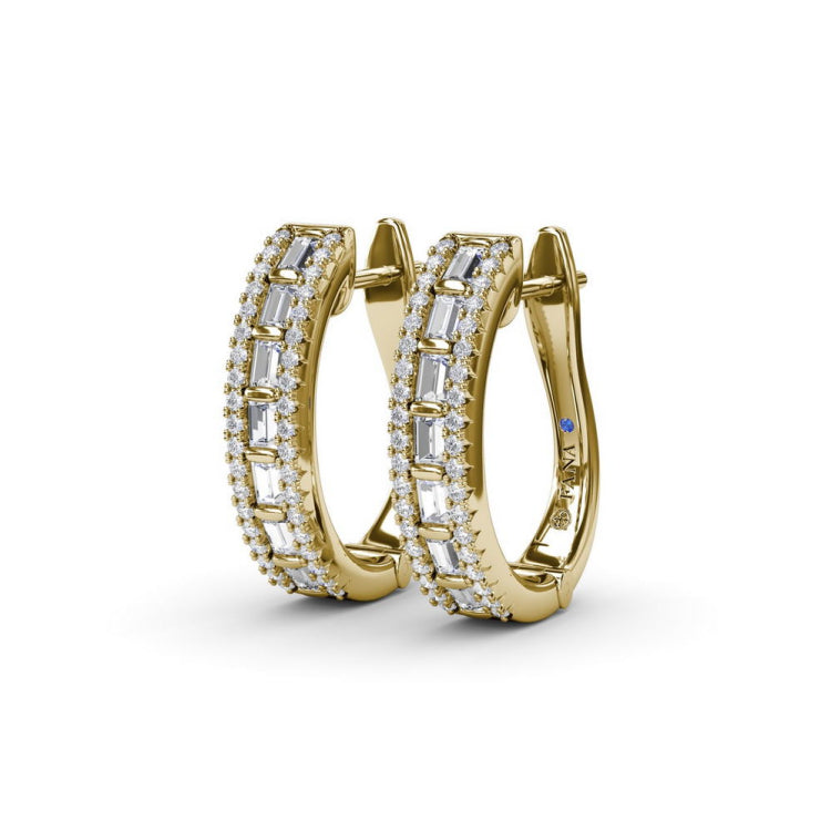 Bar-Set Baguette Diamond Hoops