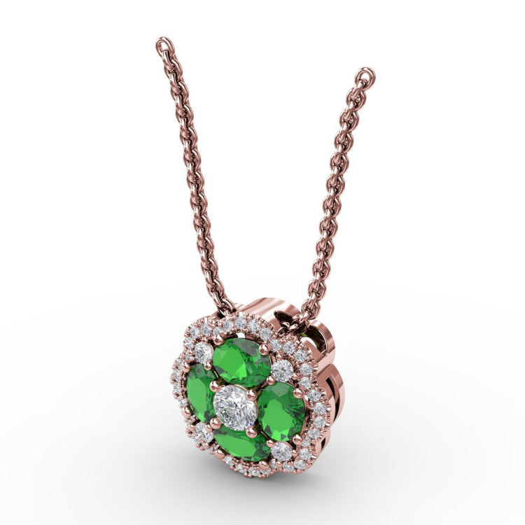 Love in Bloom Emerald and Diamond Pendant 