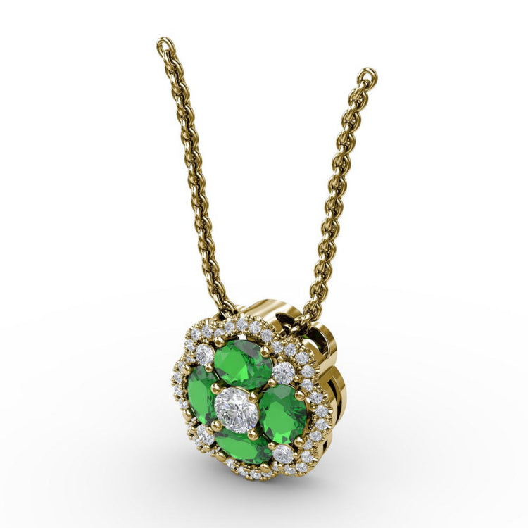 Love in Bloom Emerald and Diamond Pendant 