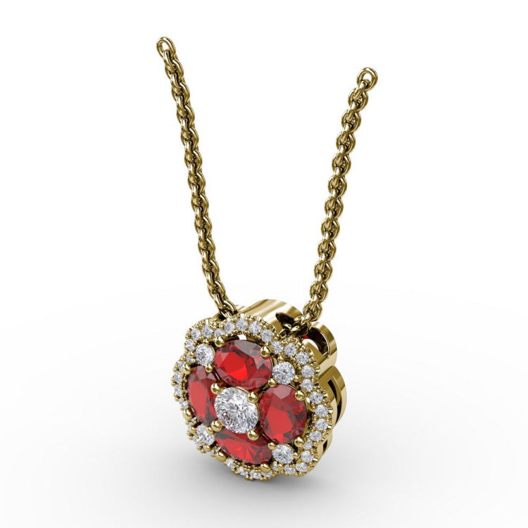 Love in Bloom Ruby and Diamond Pendant 