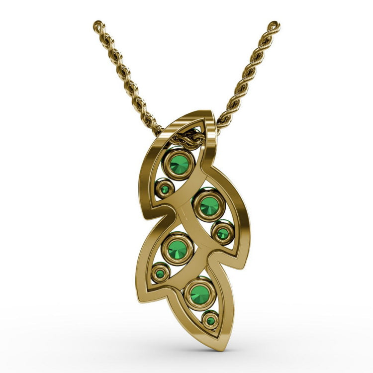 Glam Galore Emerald and Diamond Leaf Pendant