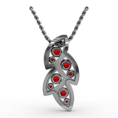 Glam Galore Ruby and Diamond Leaf Pendant
