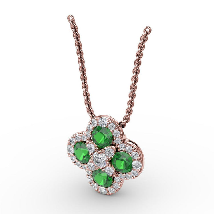 Flower Emerald and Diamond Pendant 