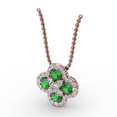 Flower Emerald and Diamond Pendant 