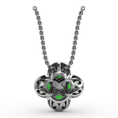 Flower Emerald and Diamond Pendant 