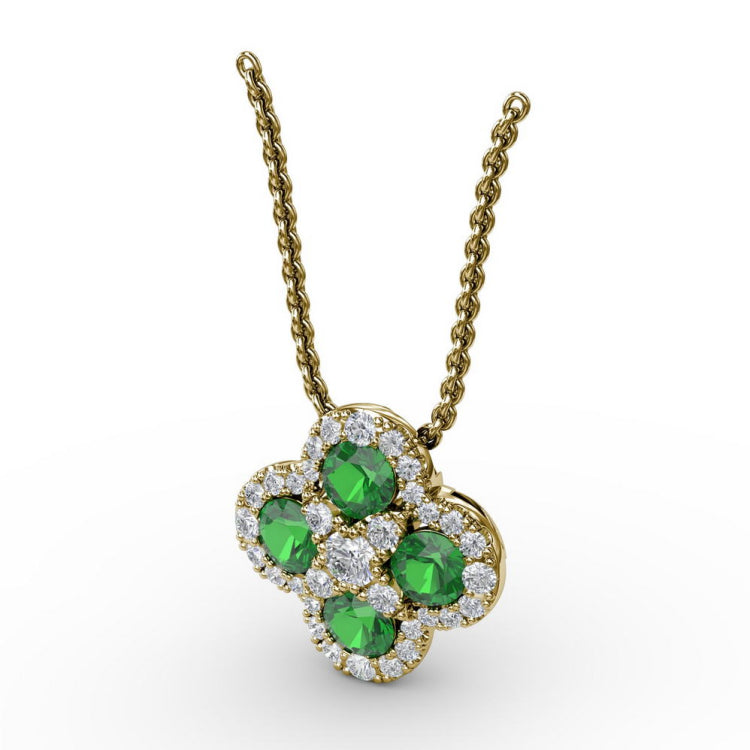Flower Emerald and Diamond Pendant 