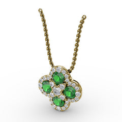 Flower Emerald and Diamond Pendant 