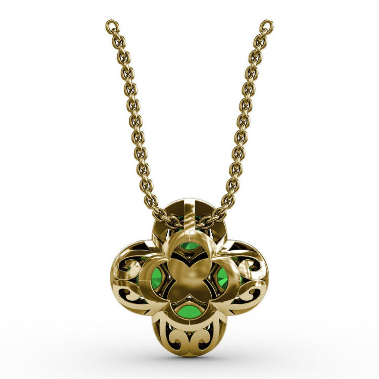 Flower Emerald and Diamond Pendant 