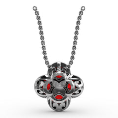 Flower Ruby and Diamond Pendant 