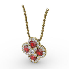 Flower Ruby and Diamond Pendant 