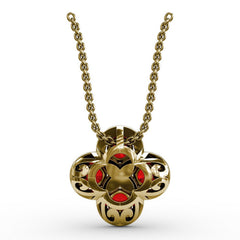 Flower Ruby and Diamond Pendant 