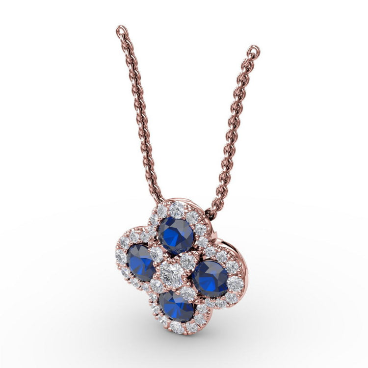 Flower Sapphire and Diamond Pendant 