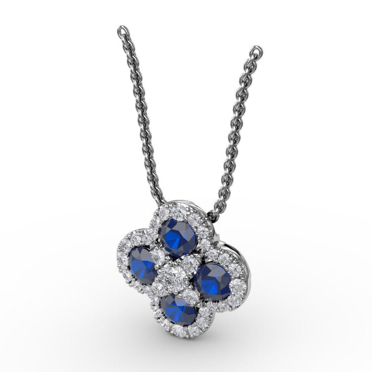 Flower Sapphire and Diamond Pendant 