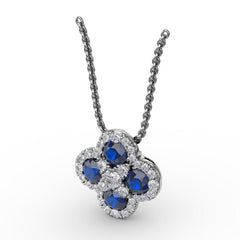 Flower Sapphire and Diamond Pendant 