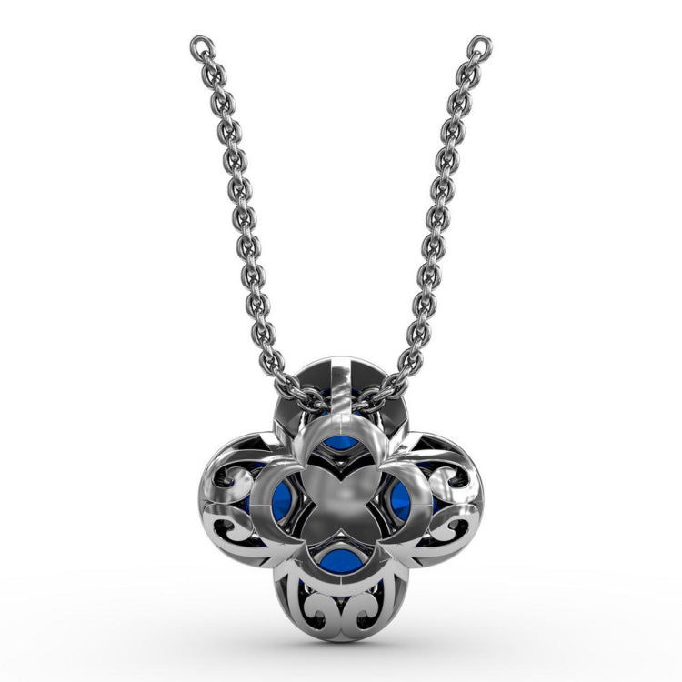 Flower Sapphire and Diamond Pendant 