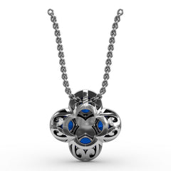 Flower Sapphire and Diamond Pendant 