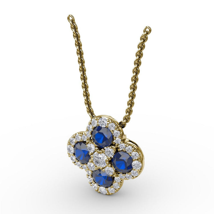 Flower Sapphire and Diamond Pendant 