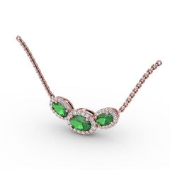 Three Stone Oval Pendant 