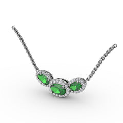 Three Stone Oval Pendant 