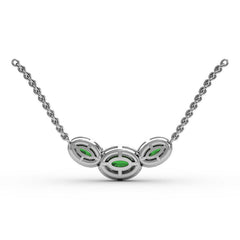 Three Stone Oval Pendant 