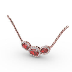 Three Stone Oval Pendant 