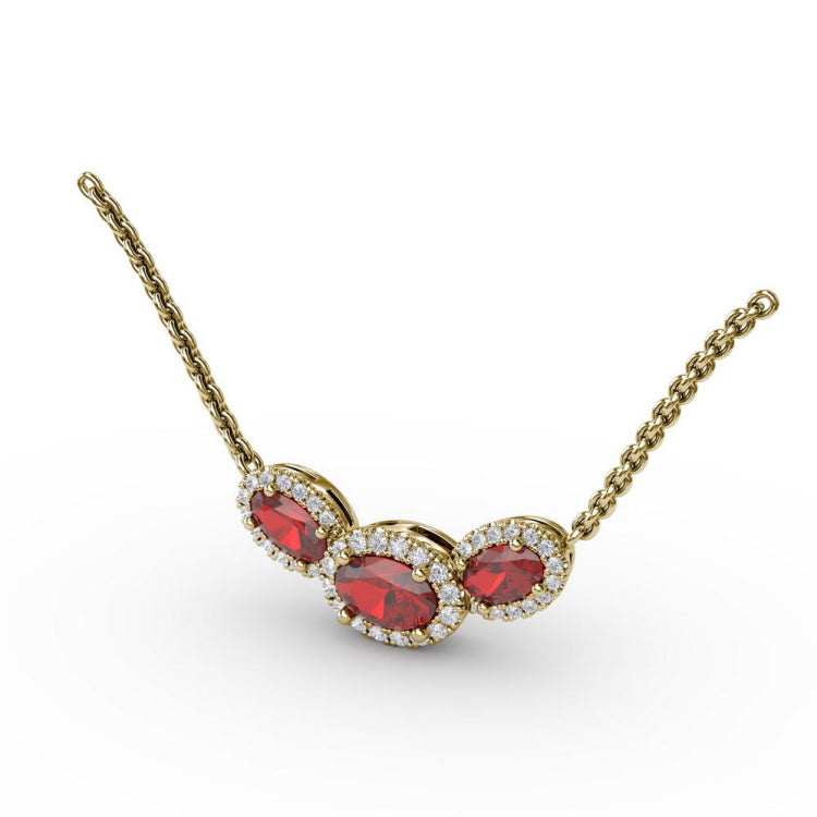 Three Stone Oval Pendant 