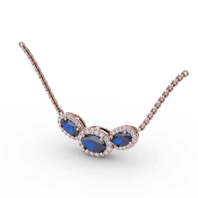 Three Stone Oval Pendant 