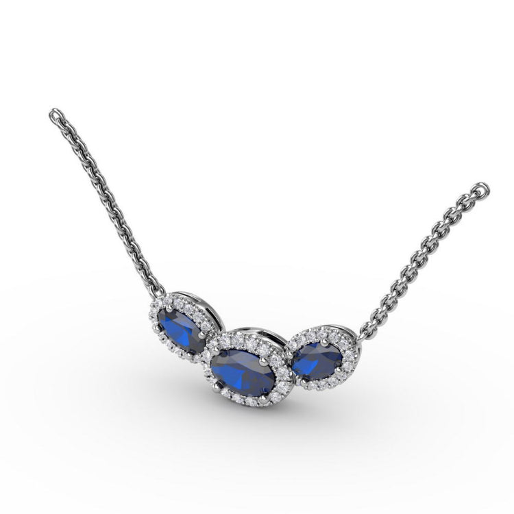 Three Stone Oval Pendant 