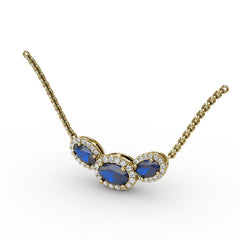 Three Stone Oval Pendant 