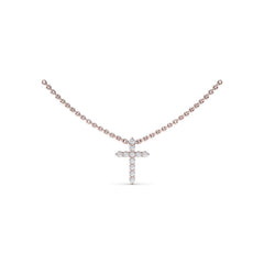 Diamond Prong Cross Necklace