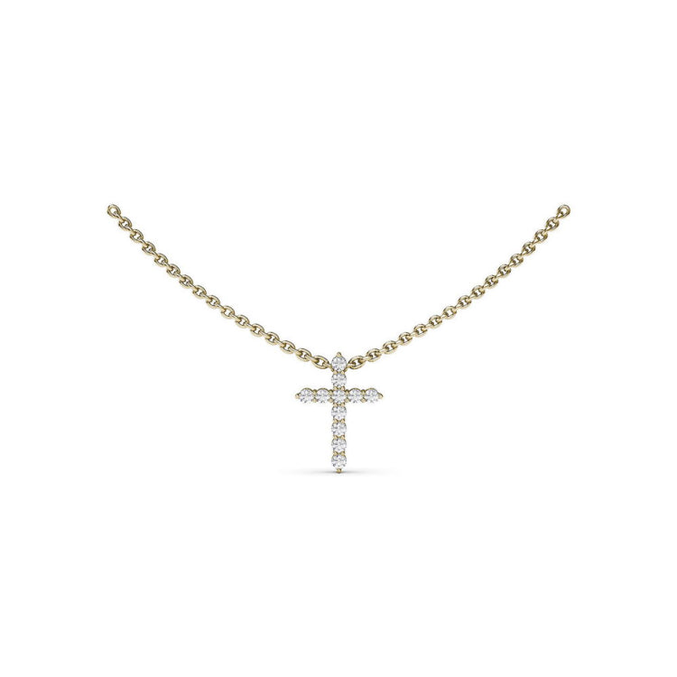 Diamond Prong Cross Necklace