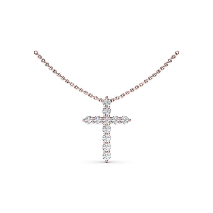 Diamond Prong Cross Necklace