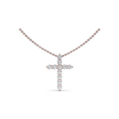 Diamond Prong Cross Necklace