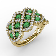 You And Me Emerald And Diamond Interweaving Ring