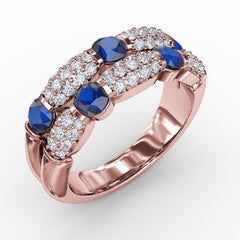 Double Row Sapphire and Diamond Ring