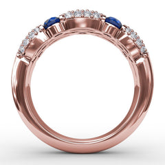 Double Row Sapphire and Diamond Ring