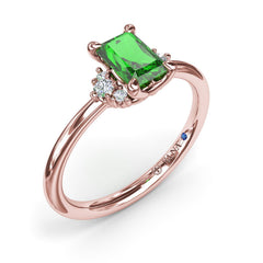 Emerald and Diamond Cluster Ring