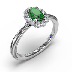 Blooming Halo Emerald and Diamond Ring 