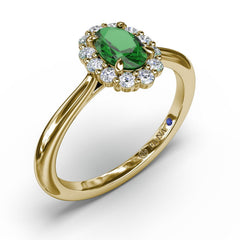 Blooming Halo Emerald and Diamond Ring 