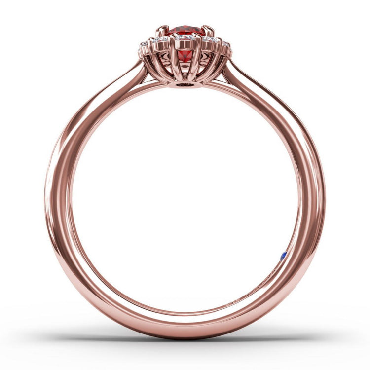 Blooming Halo Ruby and Diamond Ring 