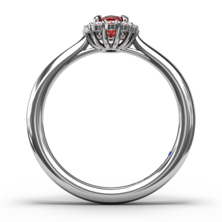Blooming Halo Ruby and Diamond Ring 