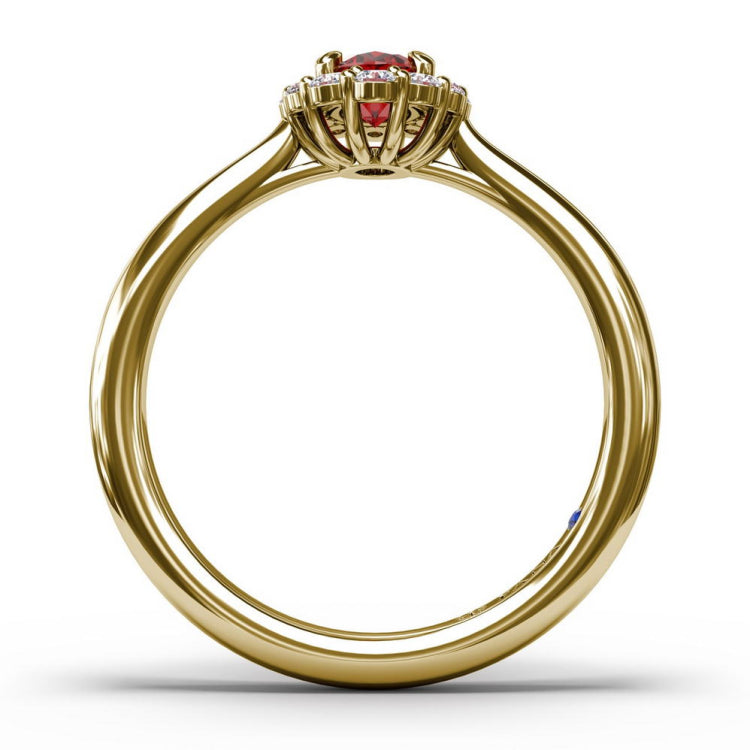 Blooming Halo Ruby and Diamond Ring 