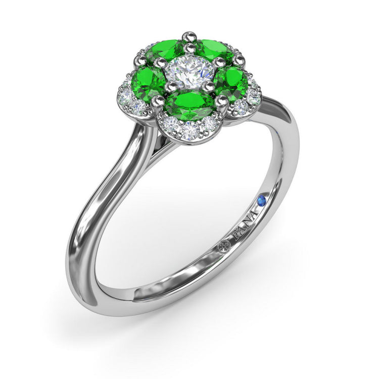 Floral Emerald and Diamond Ring